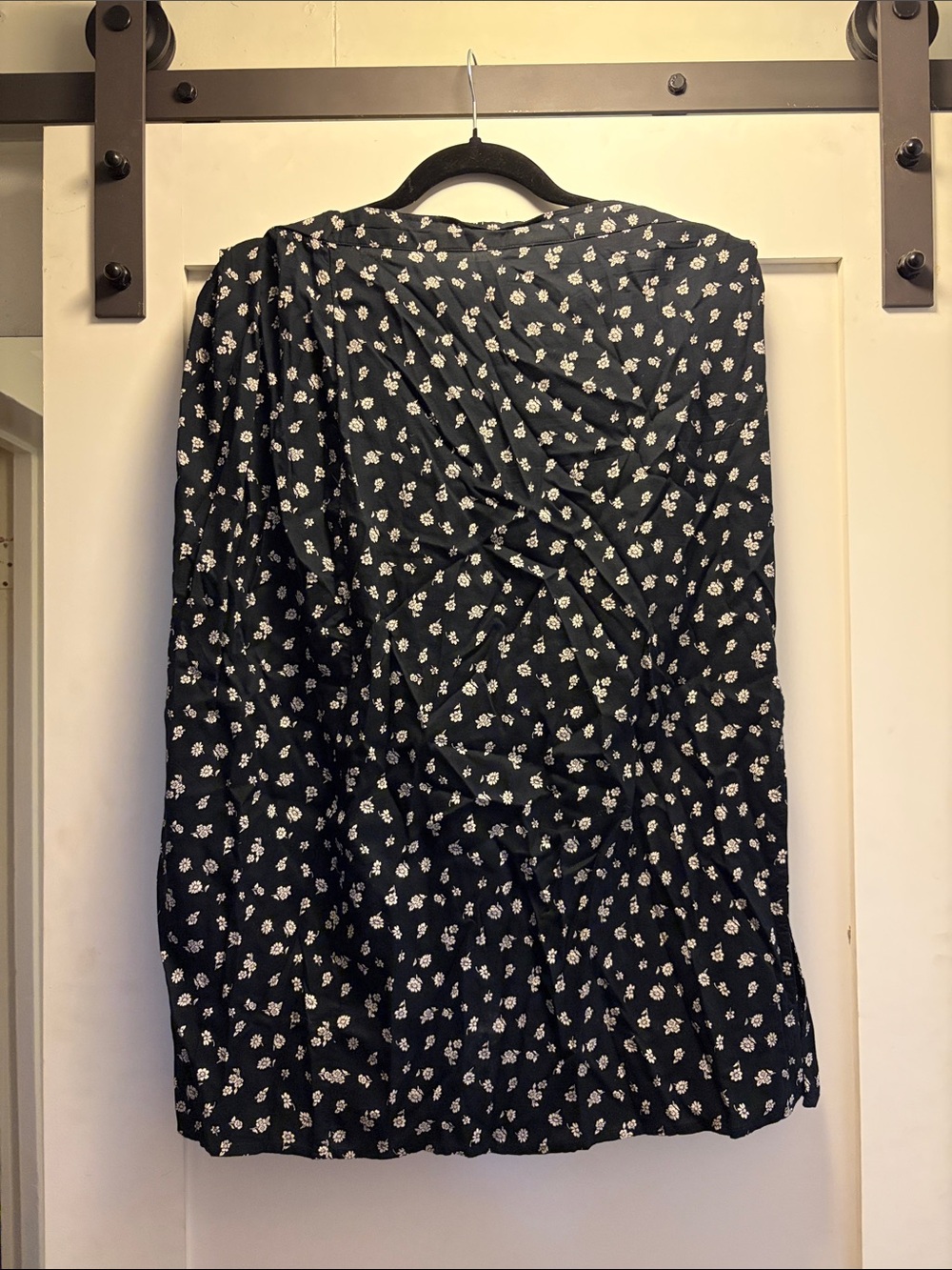 Hollister Black Midi Skirt with White Floral Print